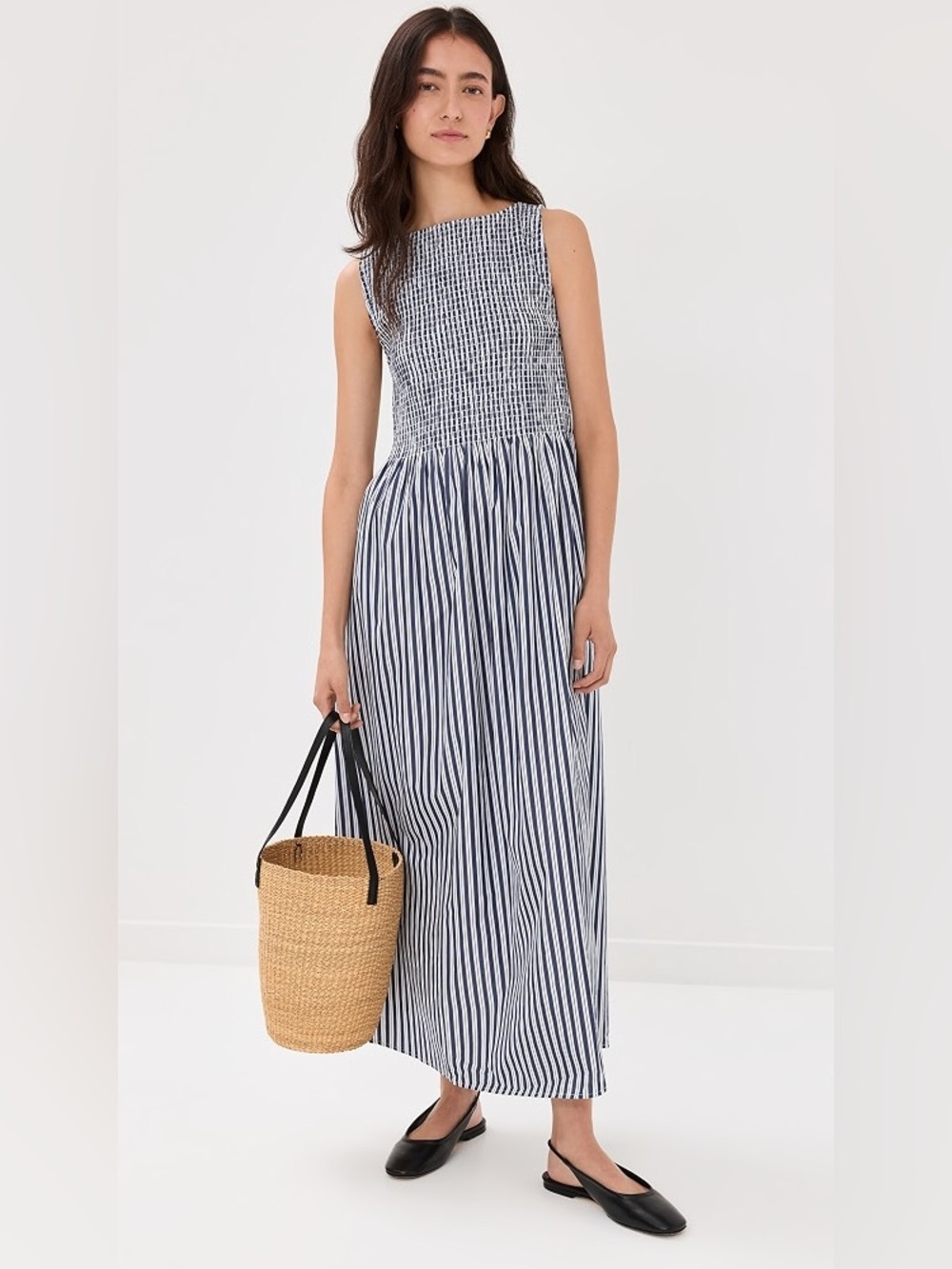 Hill House Cosima Navy Stripe Nap Dress - size medium